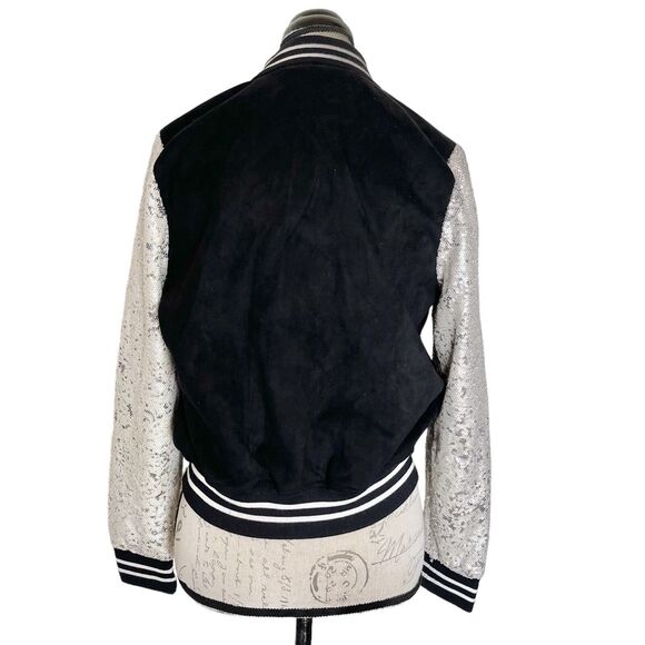 Forever 21 Women’s Jacket Sz Small Varsity Sequin Soft Fleece Cheerleader Bling - Picture 3 of 12